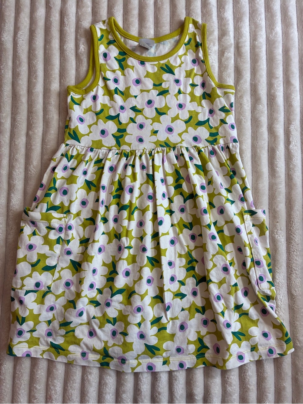 Hanna Andersson Girls Floral Dress | Size 8 | Green & White | GUC